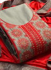 Beige Colour Latest Fancy Designer Casual Wear Pure Cotton Embroidery Worked Dress Material Collection 107